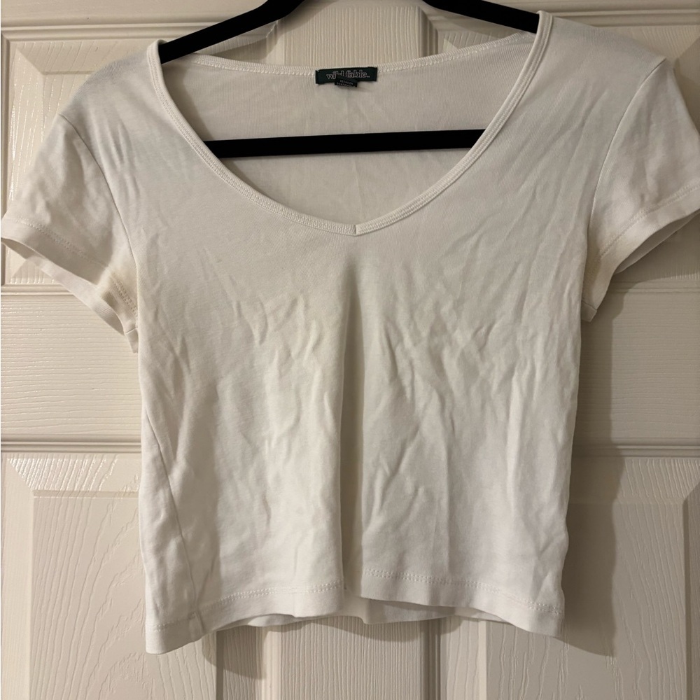Wild Fable White Crop Top Short Sleeve Fitted XS